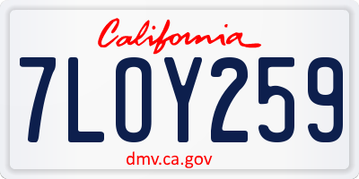 CA license plate 7LOY259