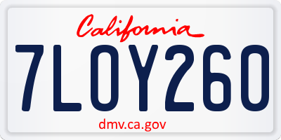 CA license plate 7LOY260
