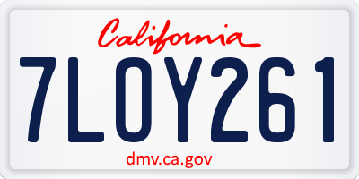 CA license plate 7LOY261