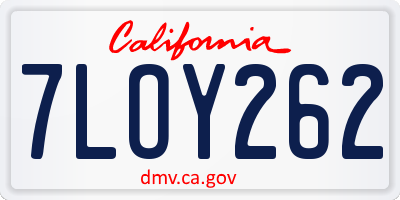 CA license plate 7LOY262