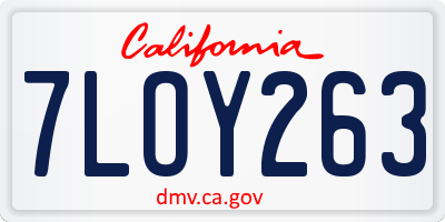 CA license plate 7LOY263