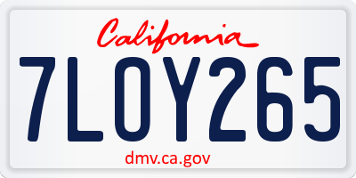 CA license plate 7LOY265