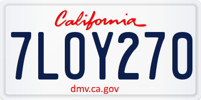 CA license plate 7LOY270