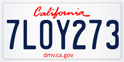CA license plate 7LOY273
