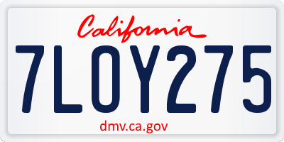 CA license plate 7LOY275