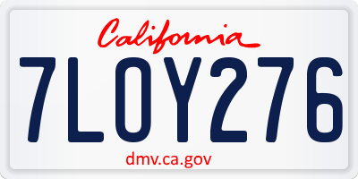 CA license plate 7LOY276
