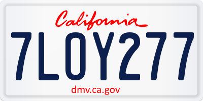 CA license plate 7LOY277