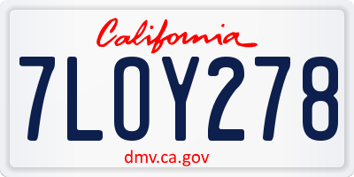 CA license plate 7LOY278