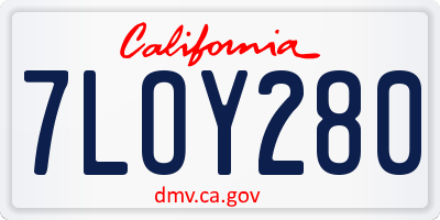 CA license plate 7LOY280