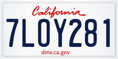 CA license plate 7LOY281