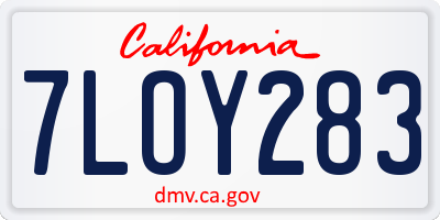 CA license plate 7LOY283