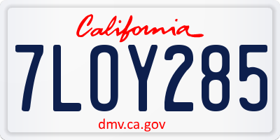CA license plate 7LOY285