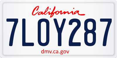 CA license plate 7LOY287