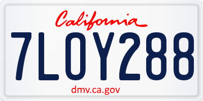 CA license plate 7LOY288