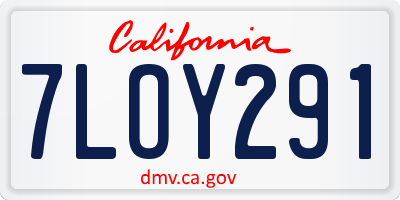 CA license plate 7LOY291
