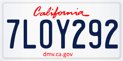 CA license plate 7LOY292