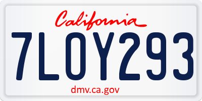 CA license plate 7LOY293