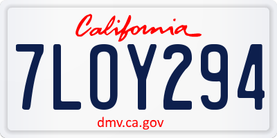 CA license plate 7LOY294