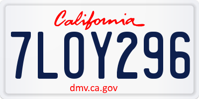CA license plate 7LOY296