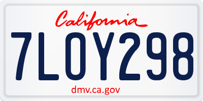 CA license plate 7LOY298