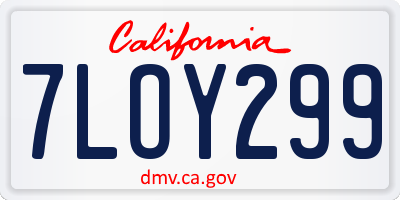 CA license plate 7LOY299