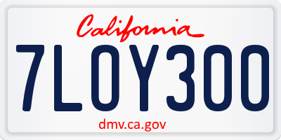 CA license plate 7LOY300