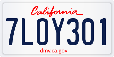 CA license plate 7LOY301