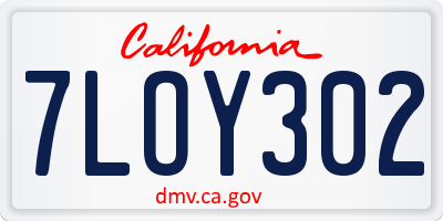 CA license plate 7LOY302