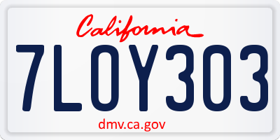 CA license plate 7LOY303