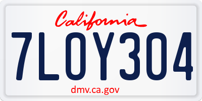 CA license plate 7LOY304