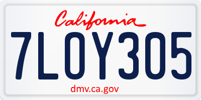 CA license plate 7LOY305