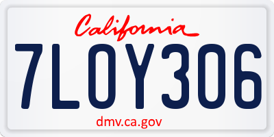 CA license plate 7LOY306