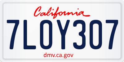 CA license plate 7LOY307