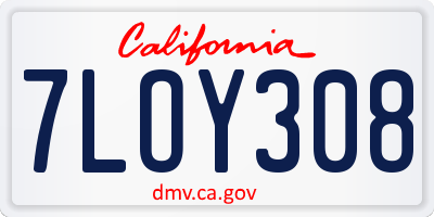 CA license plate 7LOY308