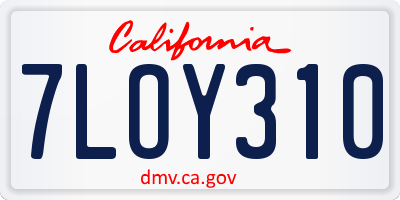 CA license plate 7LOY310