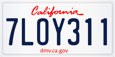 CA license plate 7LOY311