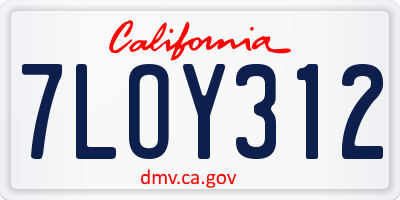 CA license plate 7LOY312