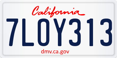 CA license plate 7LOY313