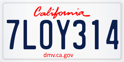 CA license plate 7LOY314