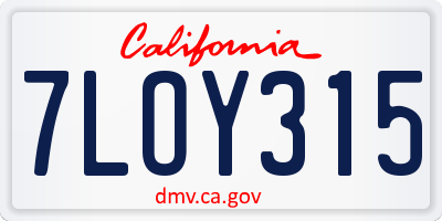 CA license plate 7LOY315