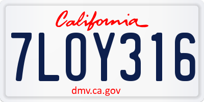 CA license plate 7LOY316