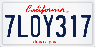 CA license plate 7LOY317