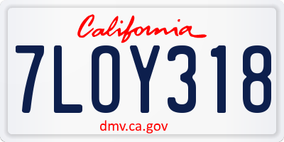 CA license plate 7LOY318