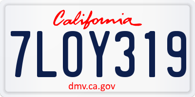 CA license plate 7LOY319