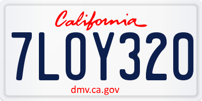 CA license plate 7LOY320