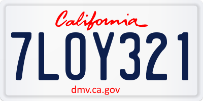 CA license plate 7LOY321