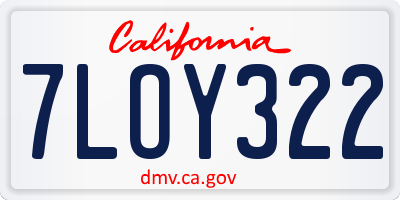 CA license plate 7LOY322