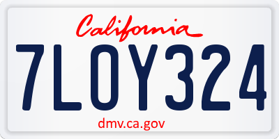 CA license plate 7LOY324