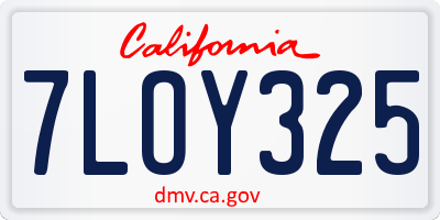CA license plate 7LOY325