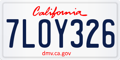 CA license plate 7LOY326